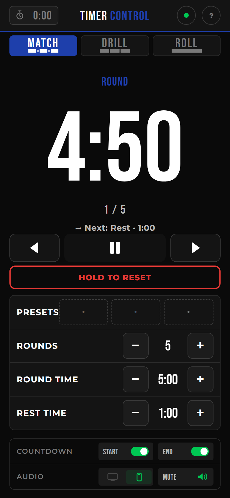 Timer controller running on an instructor's phone
